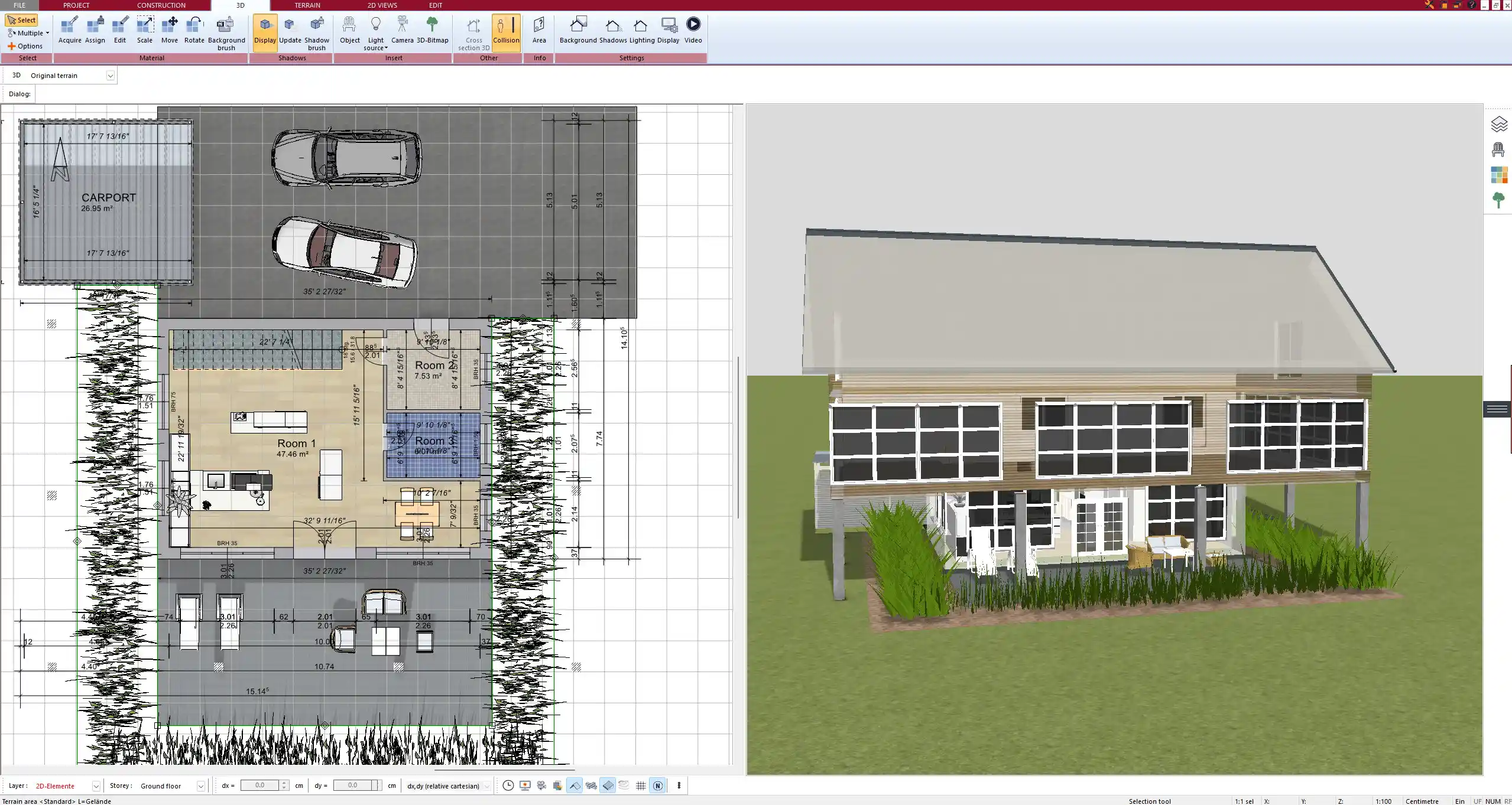 Farm house bedroom layout with master suite on the main level – designed in Plan7Architect