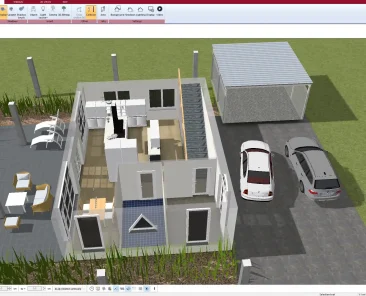 Farm house floor plan created with Plan7Architect – open living and kitchen layout in 2D view