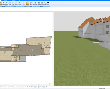 Floor plan outline with outer walls created in Plan7Architect