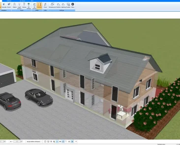 Modern open-plan living room design created with Plan7Architect