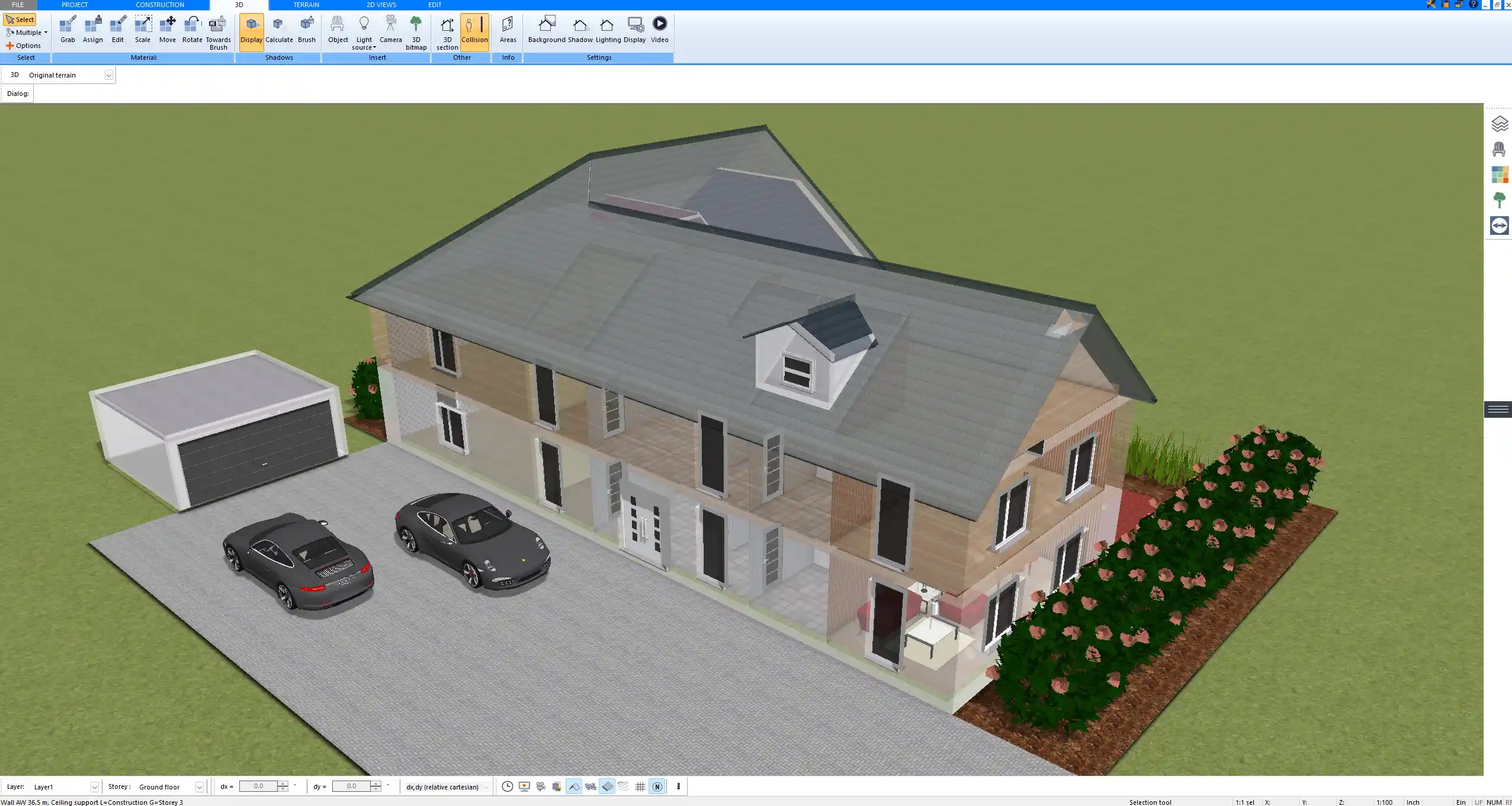 Modern open-plan living room design created with Plan7Architect