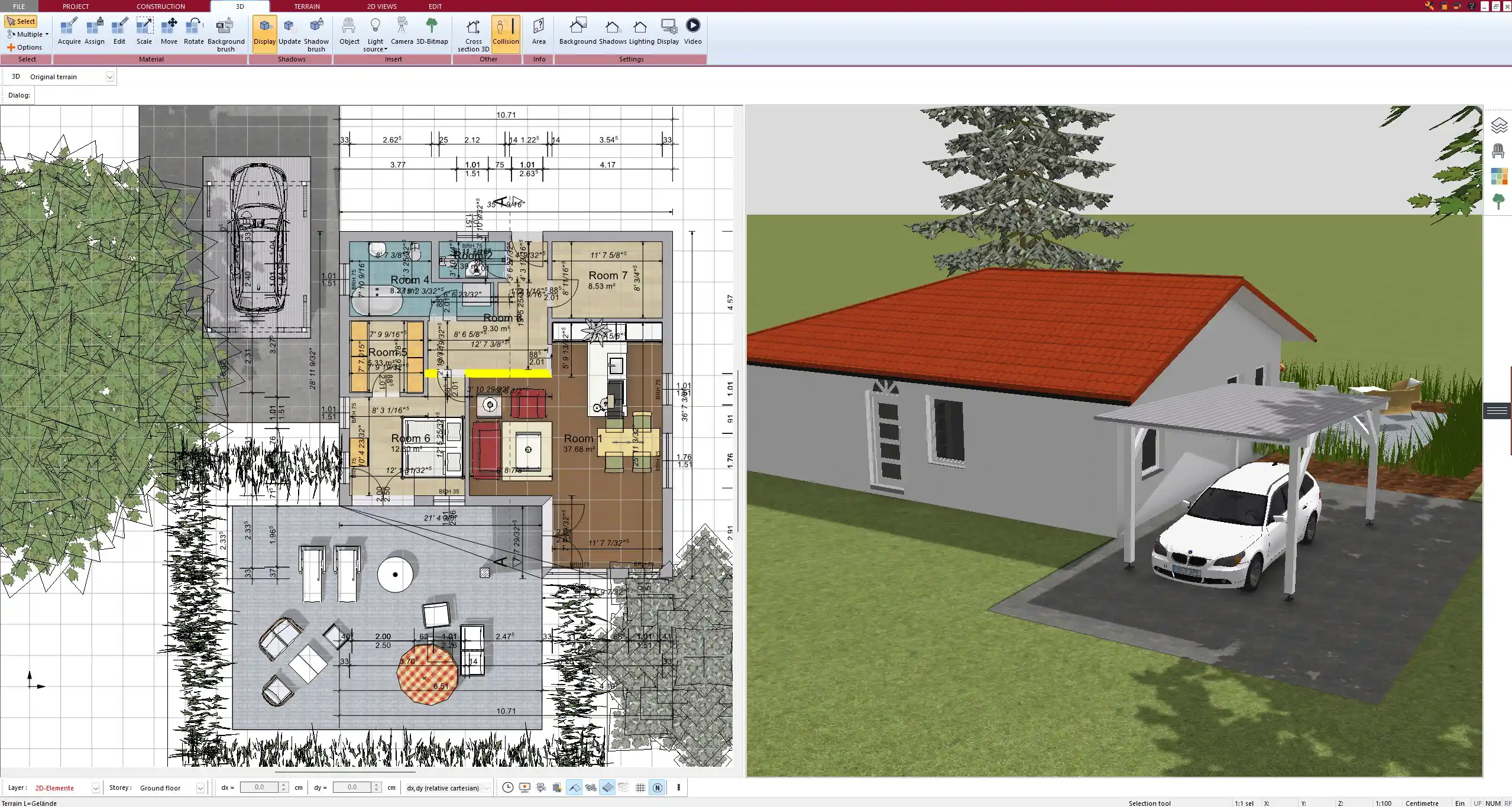 One story house floor plan created with Plan7Architect – open concept layout in 2D