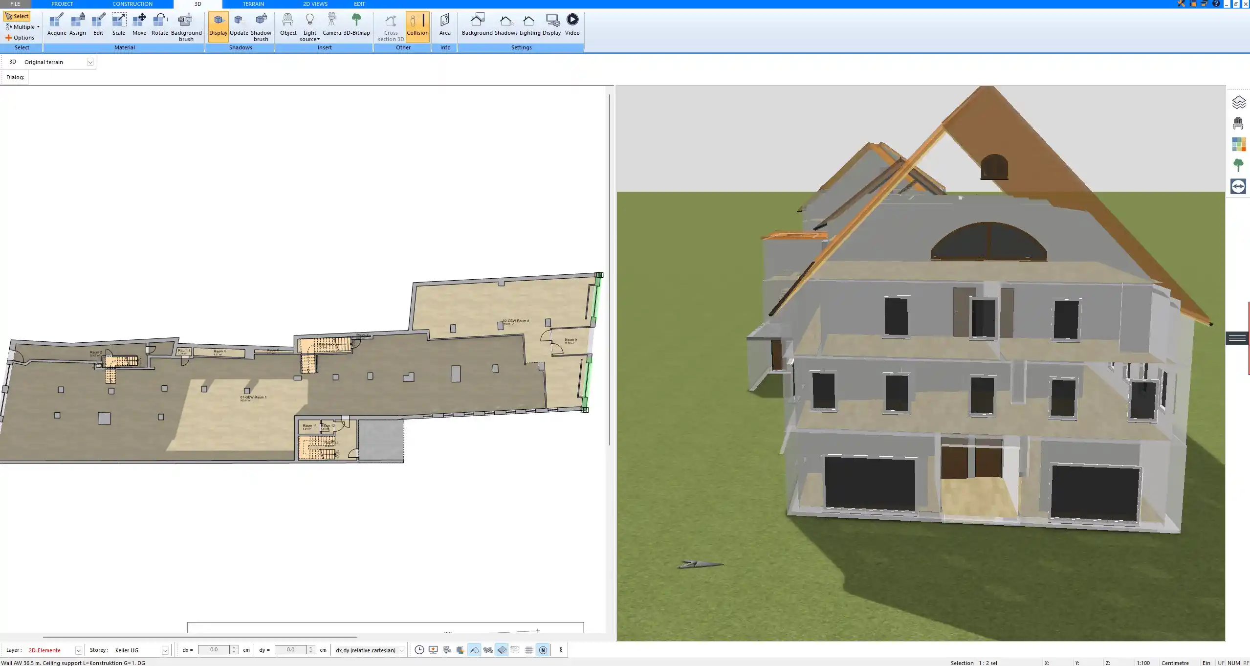 Real-time 3D visualization of a compact living space designed in Plan7Architect