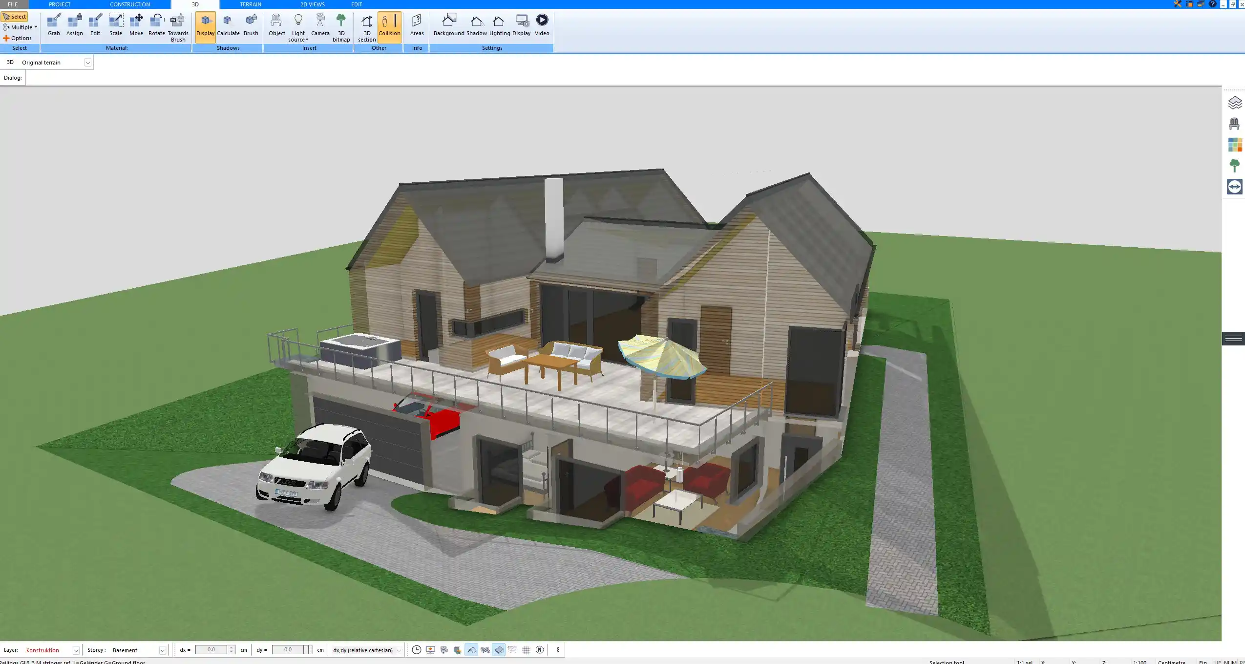 Realistic 3D rendering of a completed house extension planned in Plan7Architect
