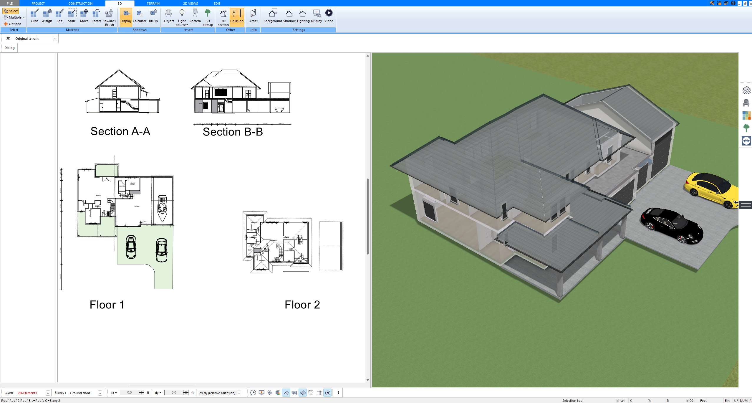 Wrap-around extension concept planned in Plan7Architect
