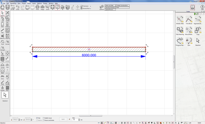 Draw the wall for the floor plan