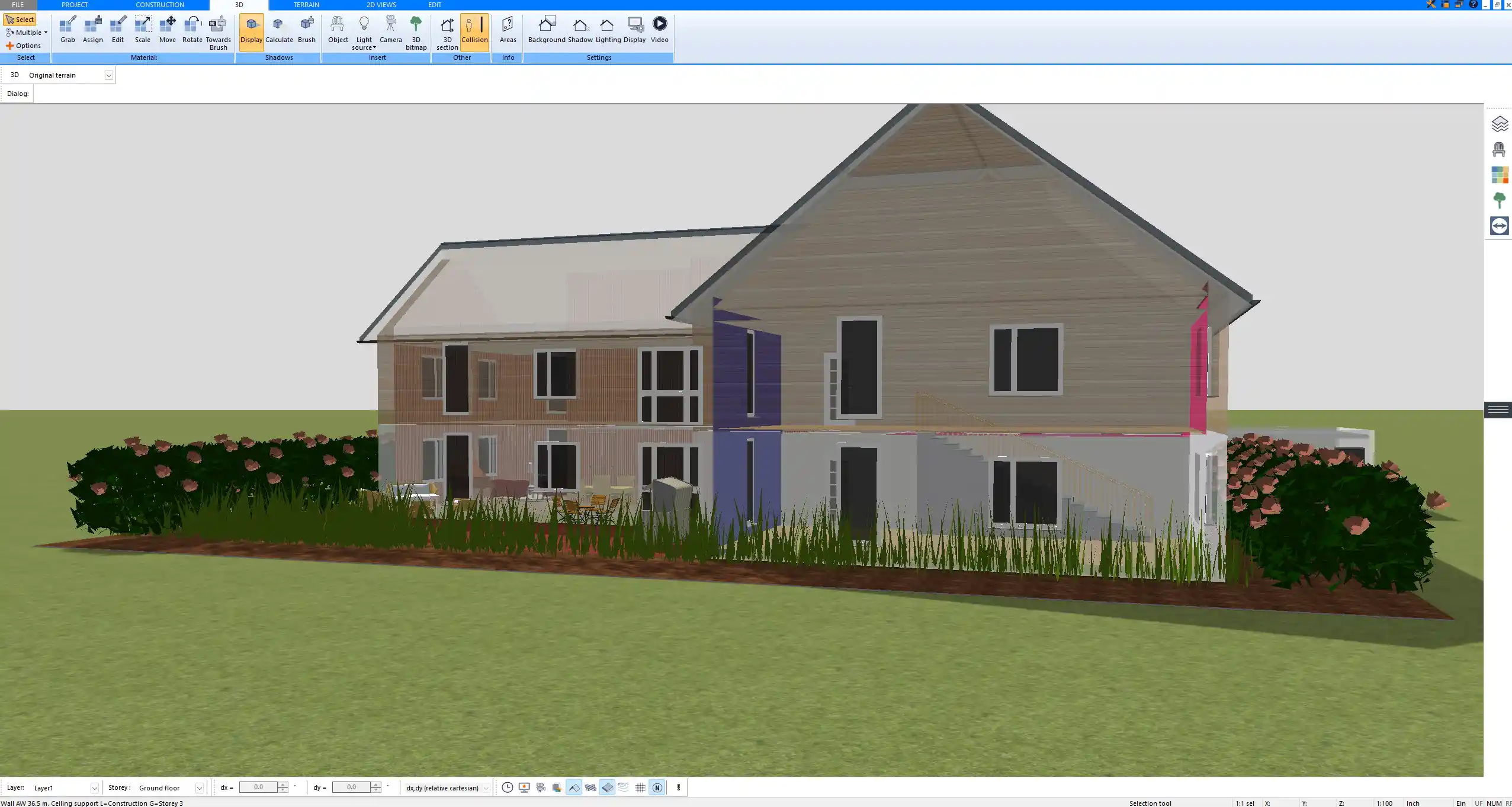 3D building model designed in Plan7Architect – real-time visualization directly generated from the floor plan