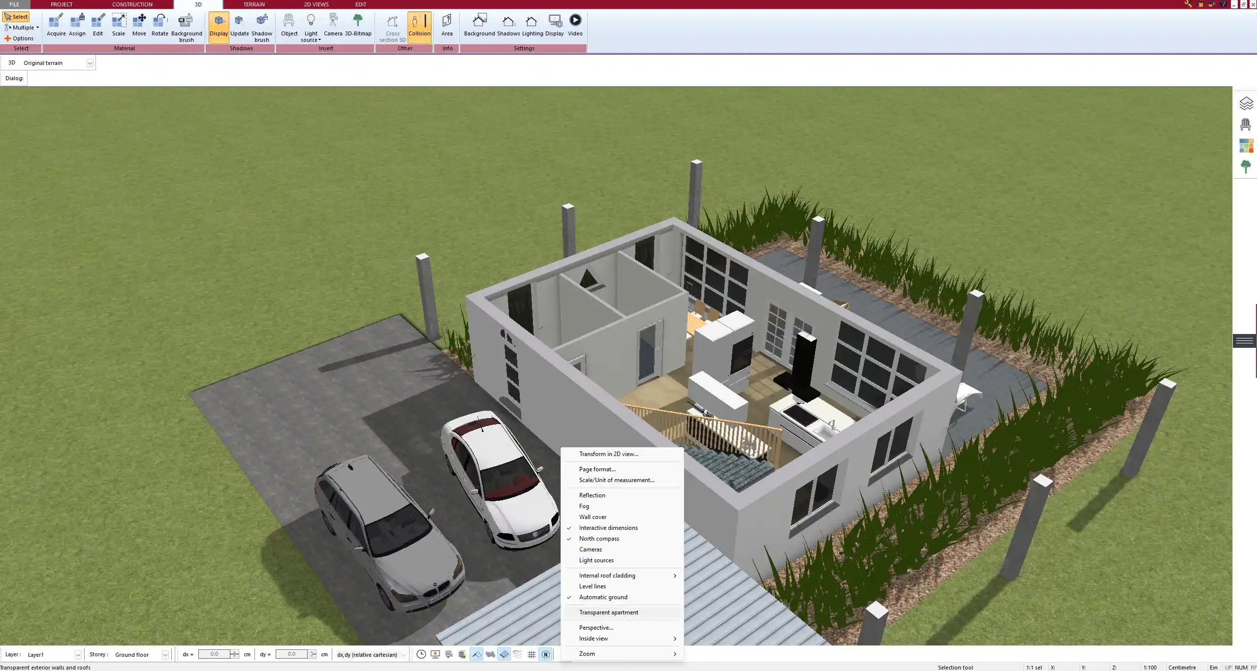 3D interior visualization generated in Plan7Architect demonstrating realistic materials and lighting simulation
