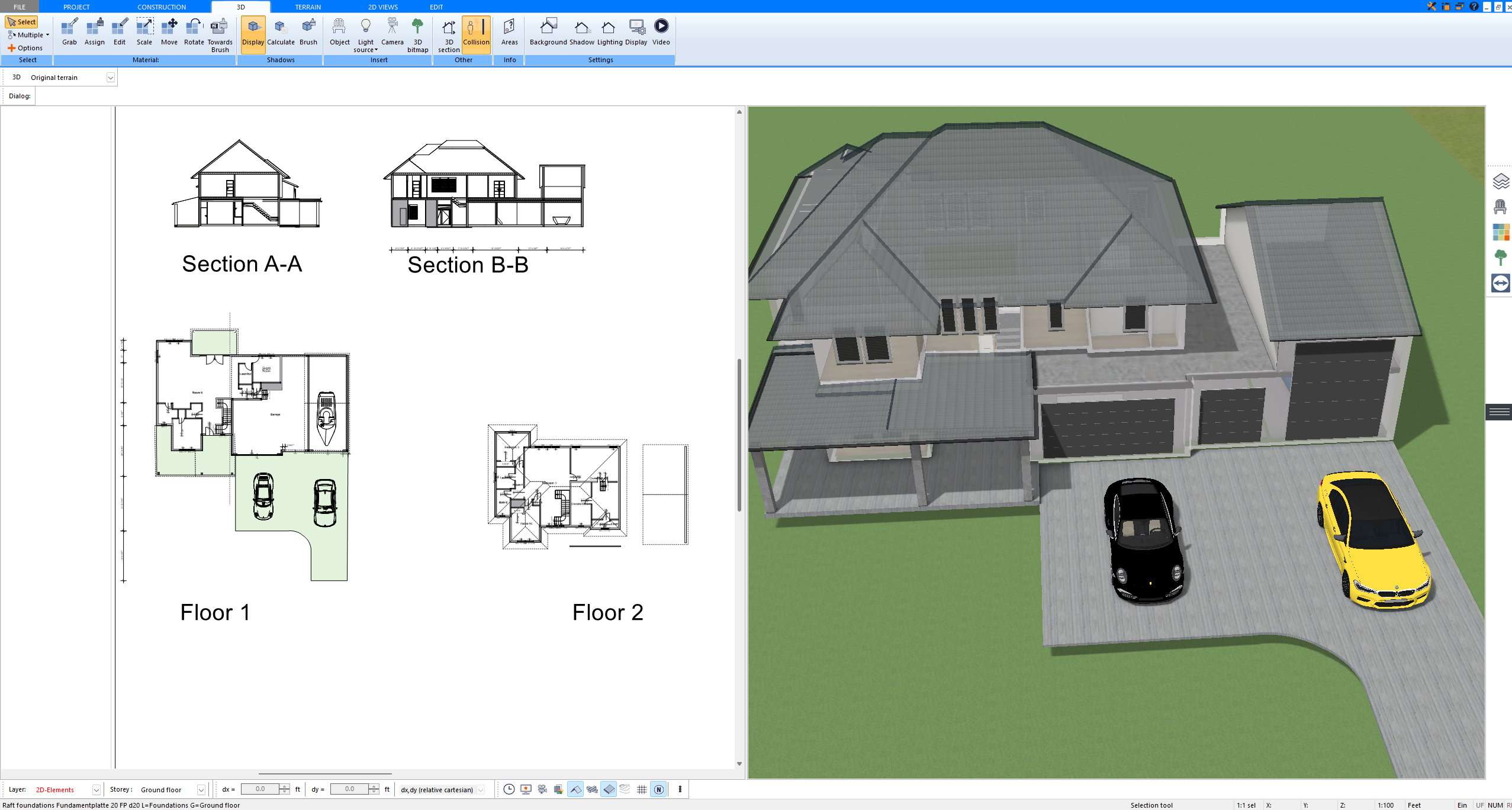 Building floor plan with precise dimensions created in Plan7Architect
