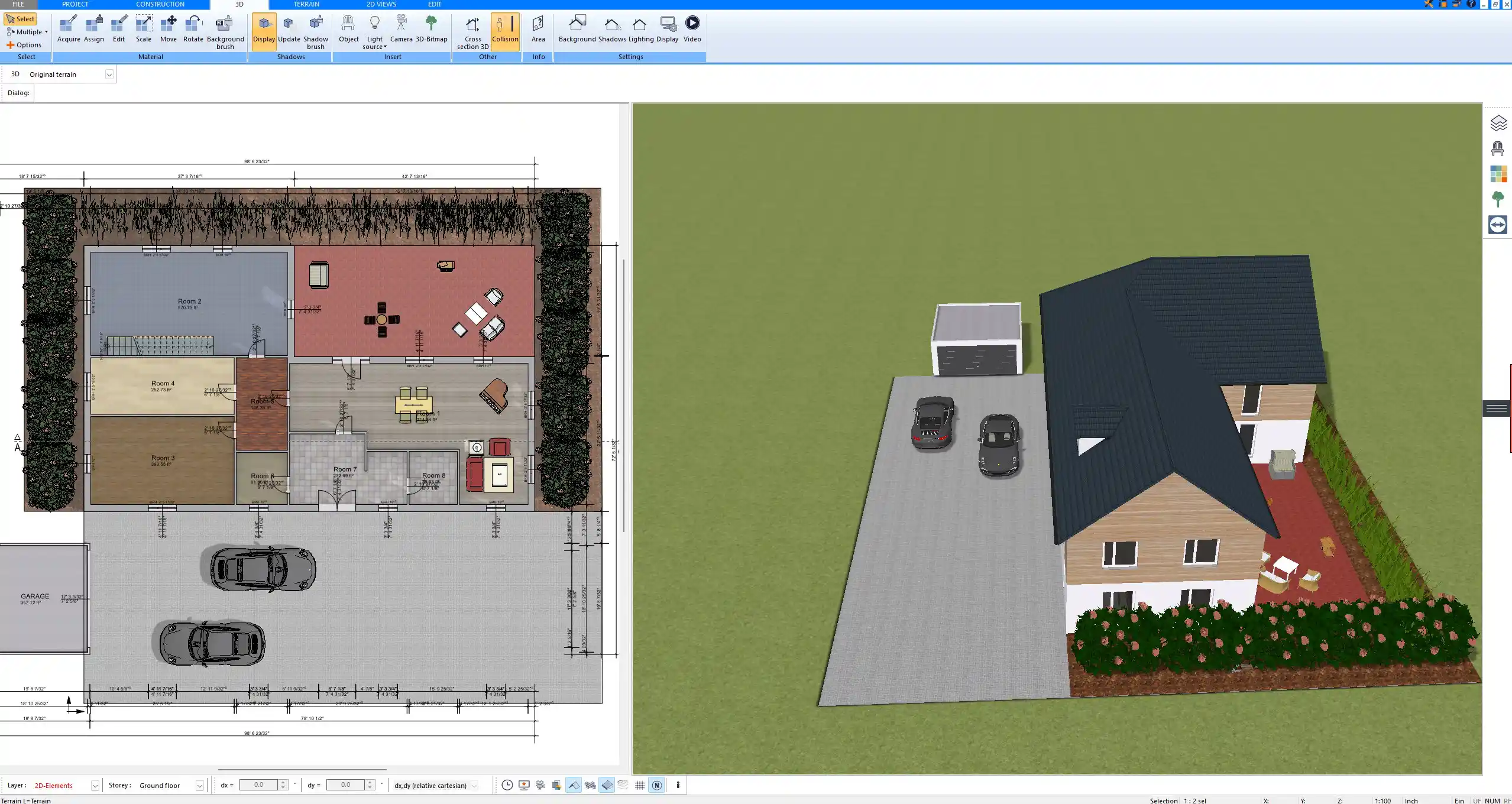 Construction floor plan created with Plan7Architect showing detailed wall structures and precise dimensions