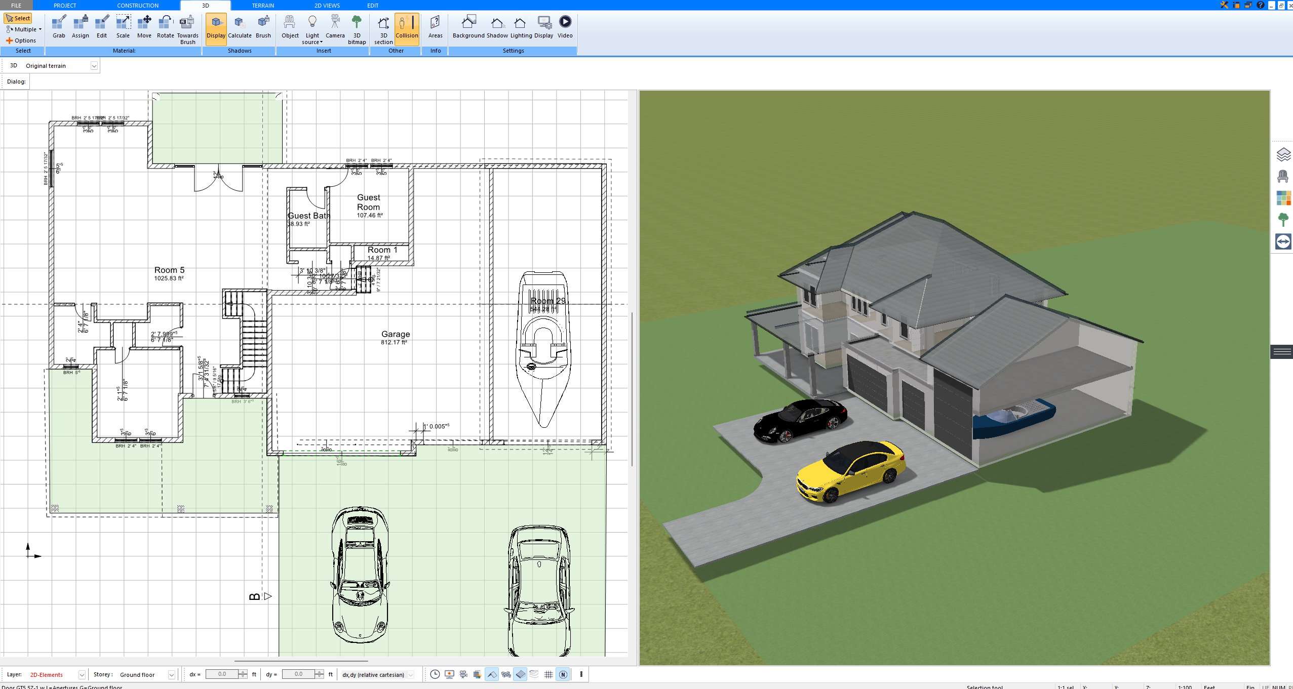 Floor plan created with Plan7Architect showing detailed wall construction, room dimensions, and structural layou