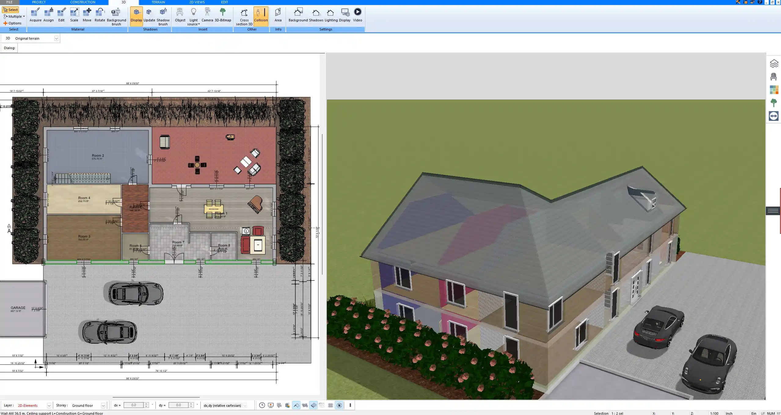 Floor plan created with Plan7Architect showing exterior and interior wall layout with precise dimensions