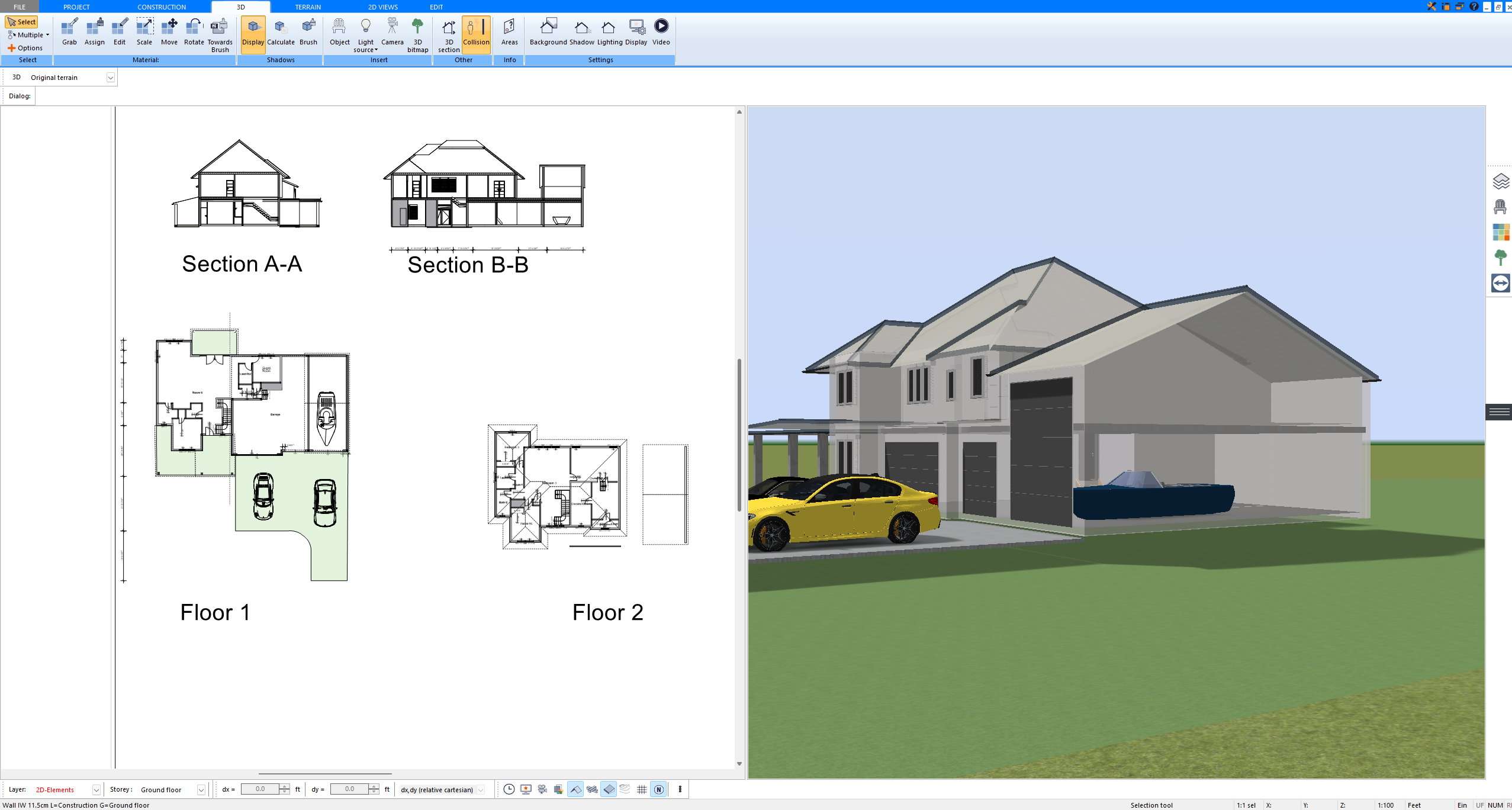Floor plan created with Plan7Architect showing precise wall dimensions and layout structure.