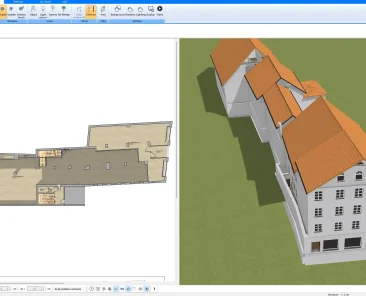 Floor plan created with Plan7Architect – precise 2D drafting with editable wall dimensions and construction details