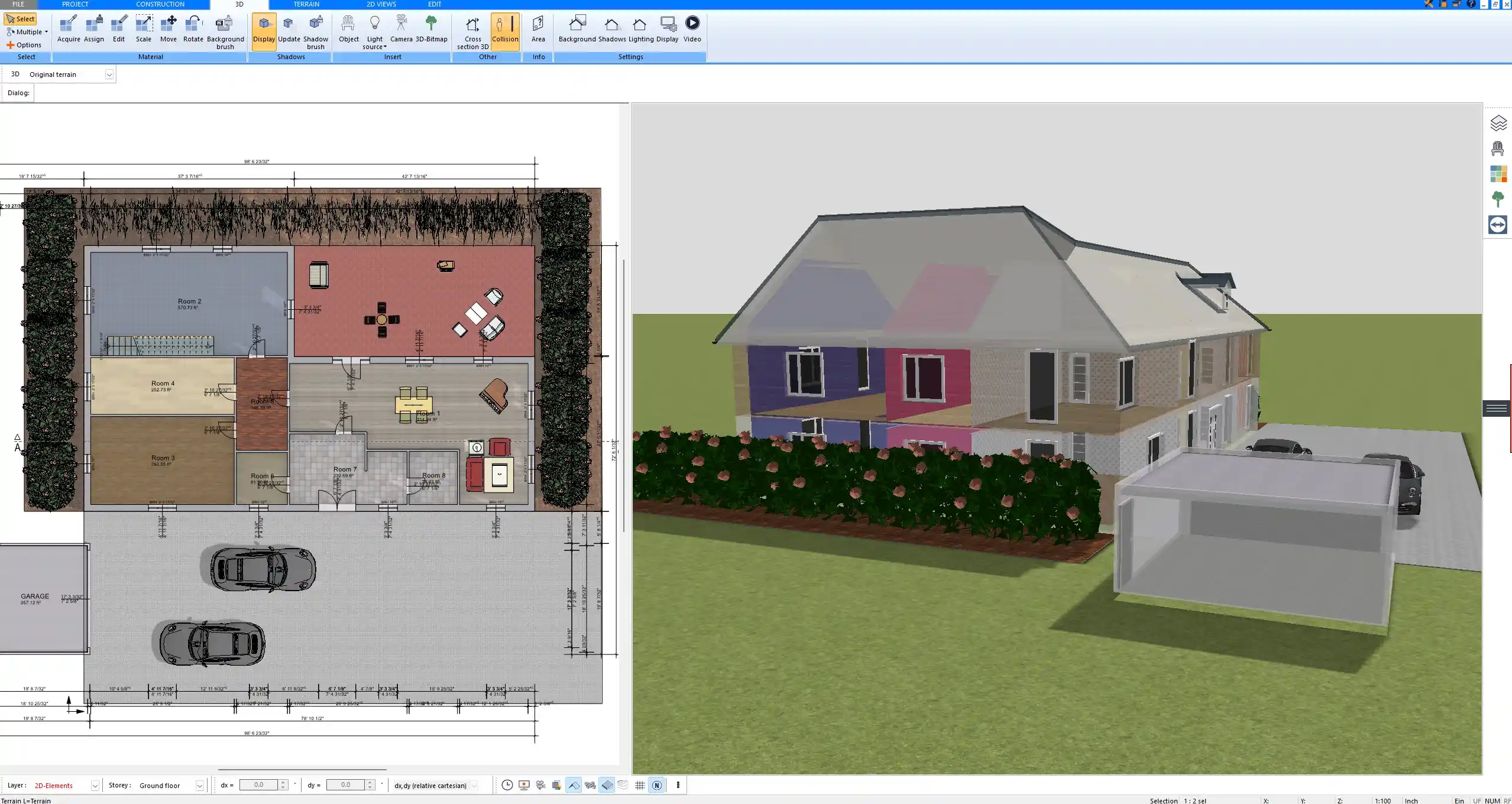 Floor plan drafted in Plan7Architect showing precise wall dimensions, room layout, and structural elements