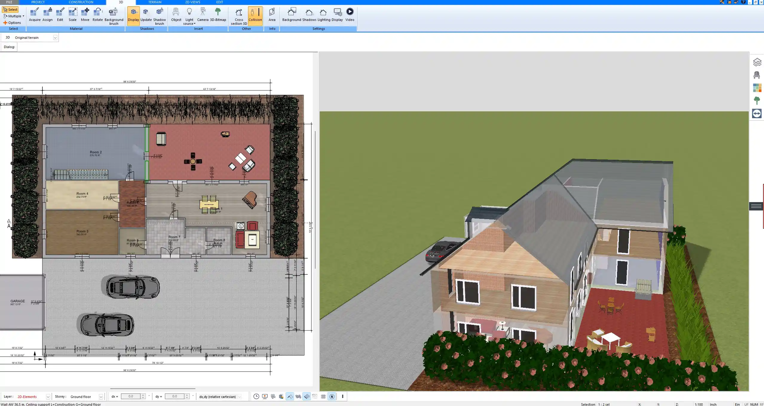 Fully dimensioned ground floor layout designed in Plan7Architect
