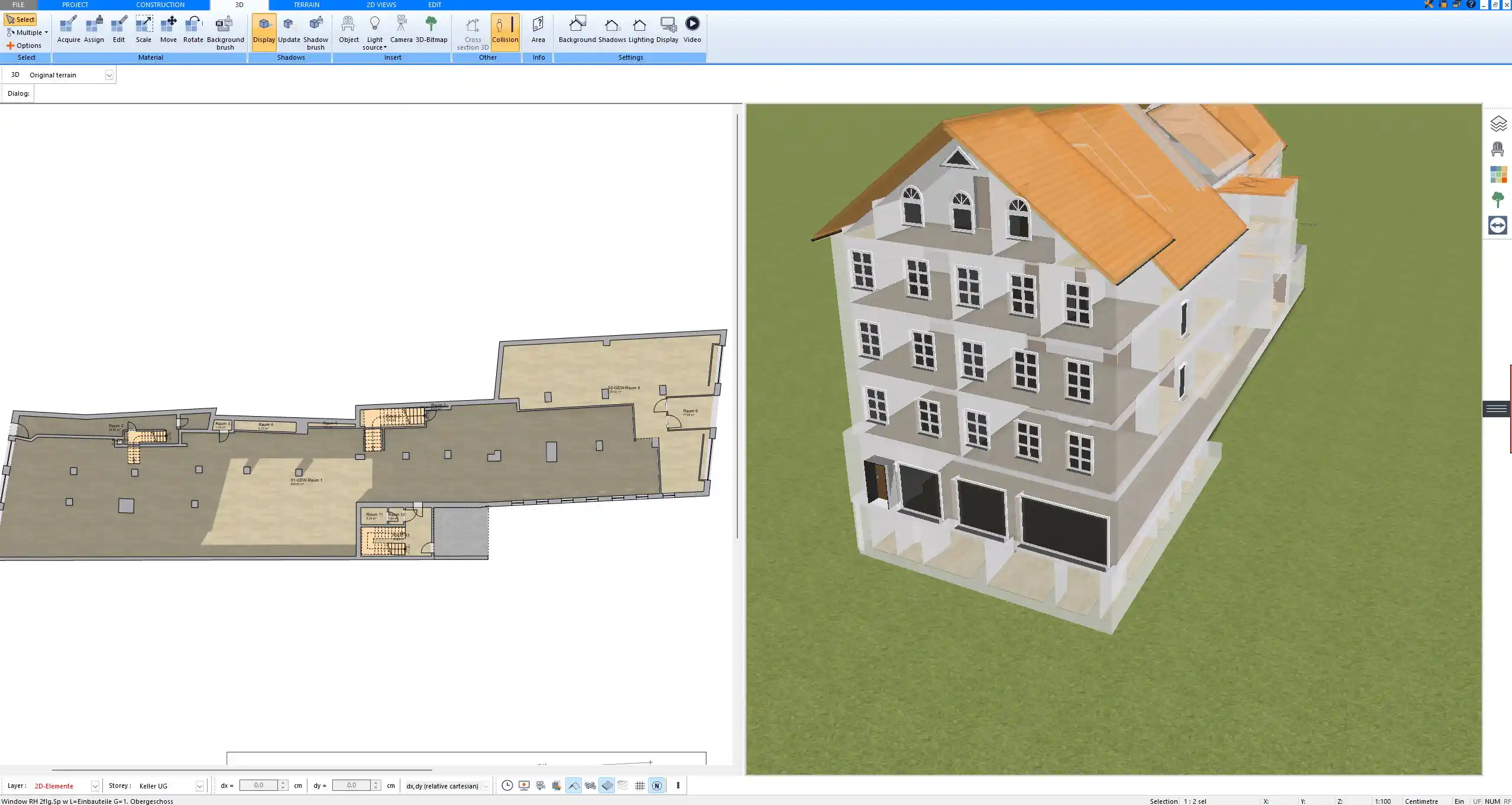 Office building floor plan created with Plan7Architect – 2D layout showing offices, corridors, and conference rooms