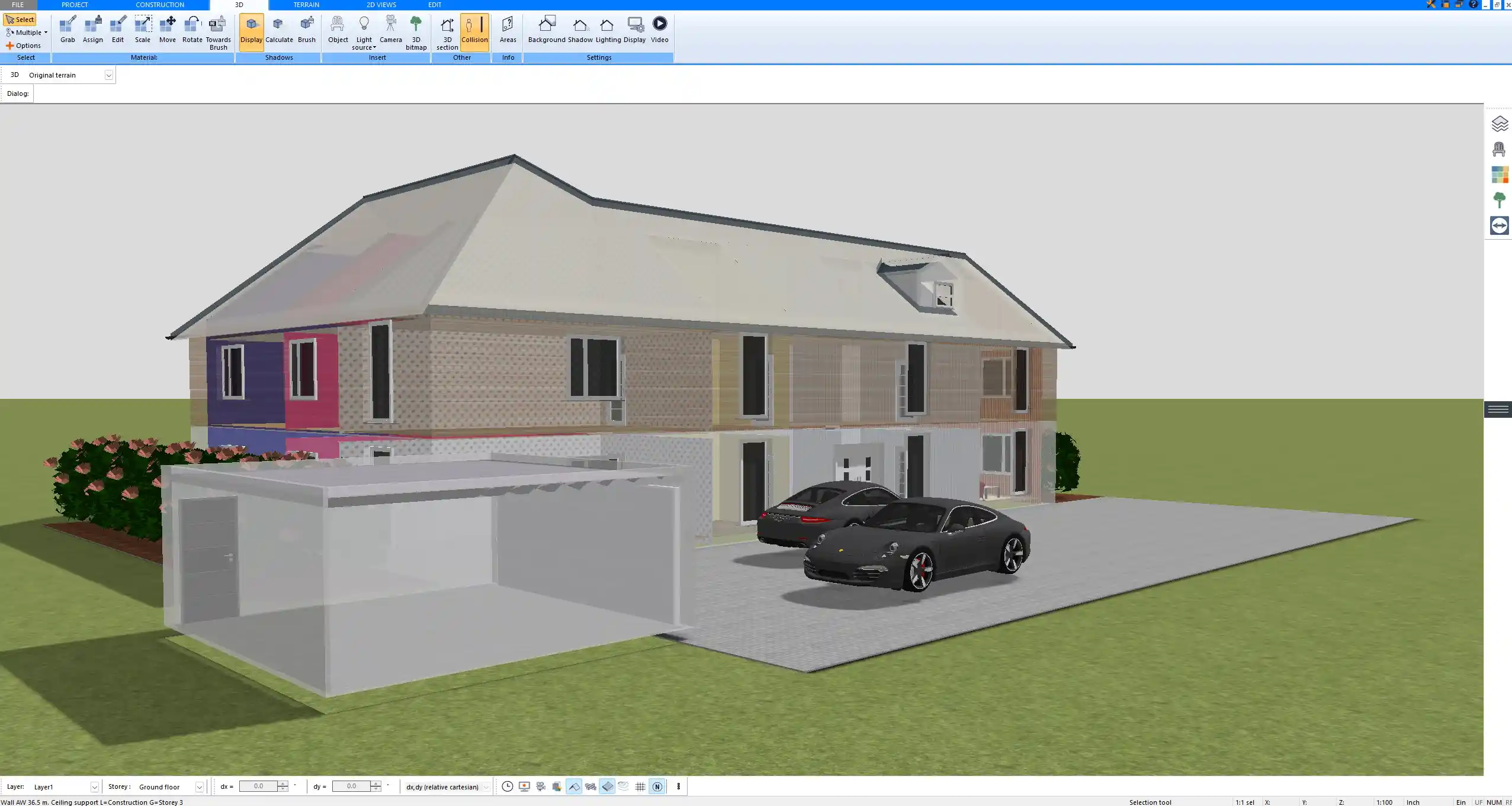 Real time 3D house visualization generated directly in Plan7Architect