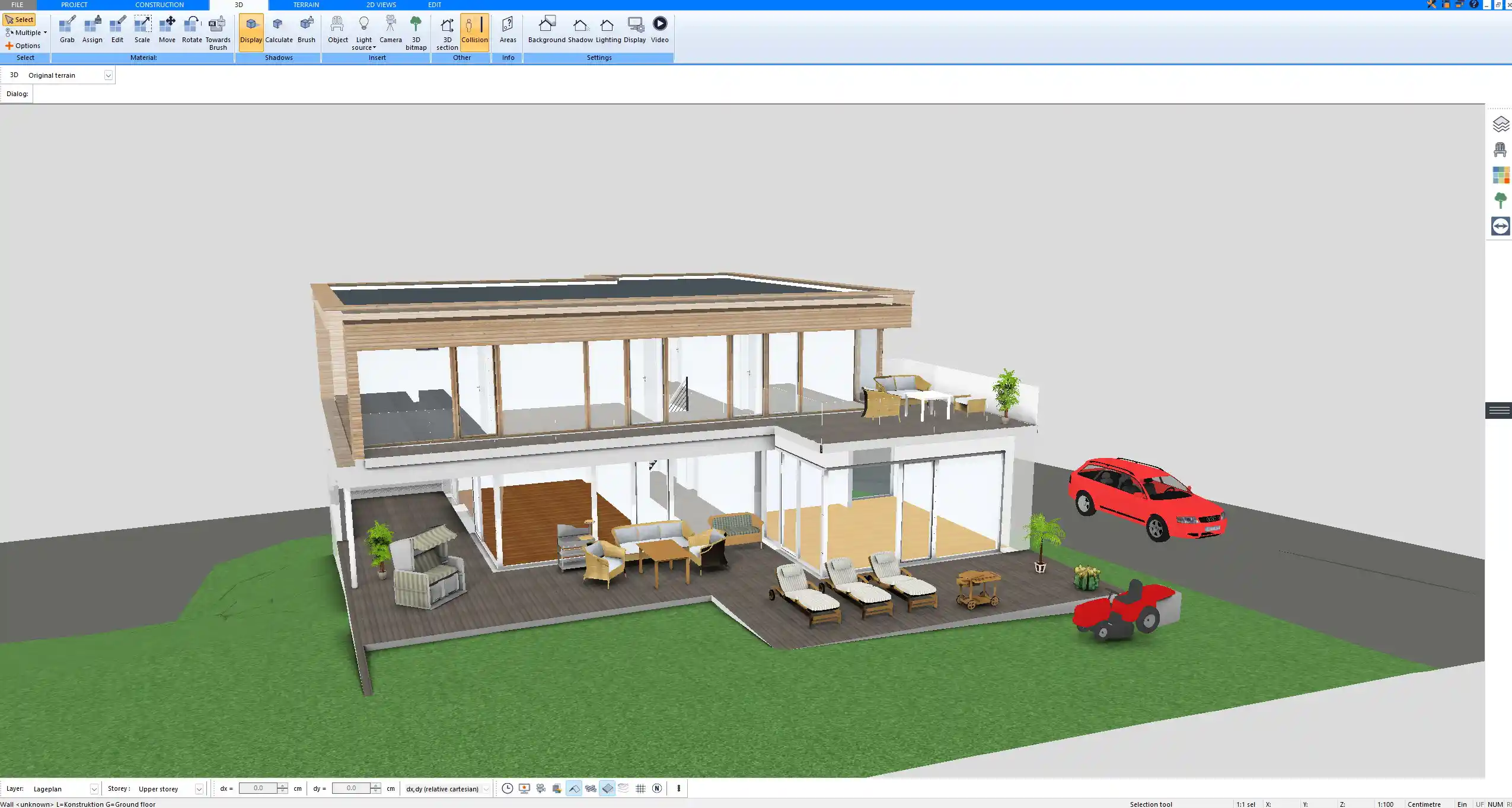 Three-dimensional exterior view generated in Plan7Architect during the house design process