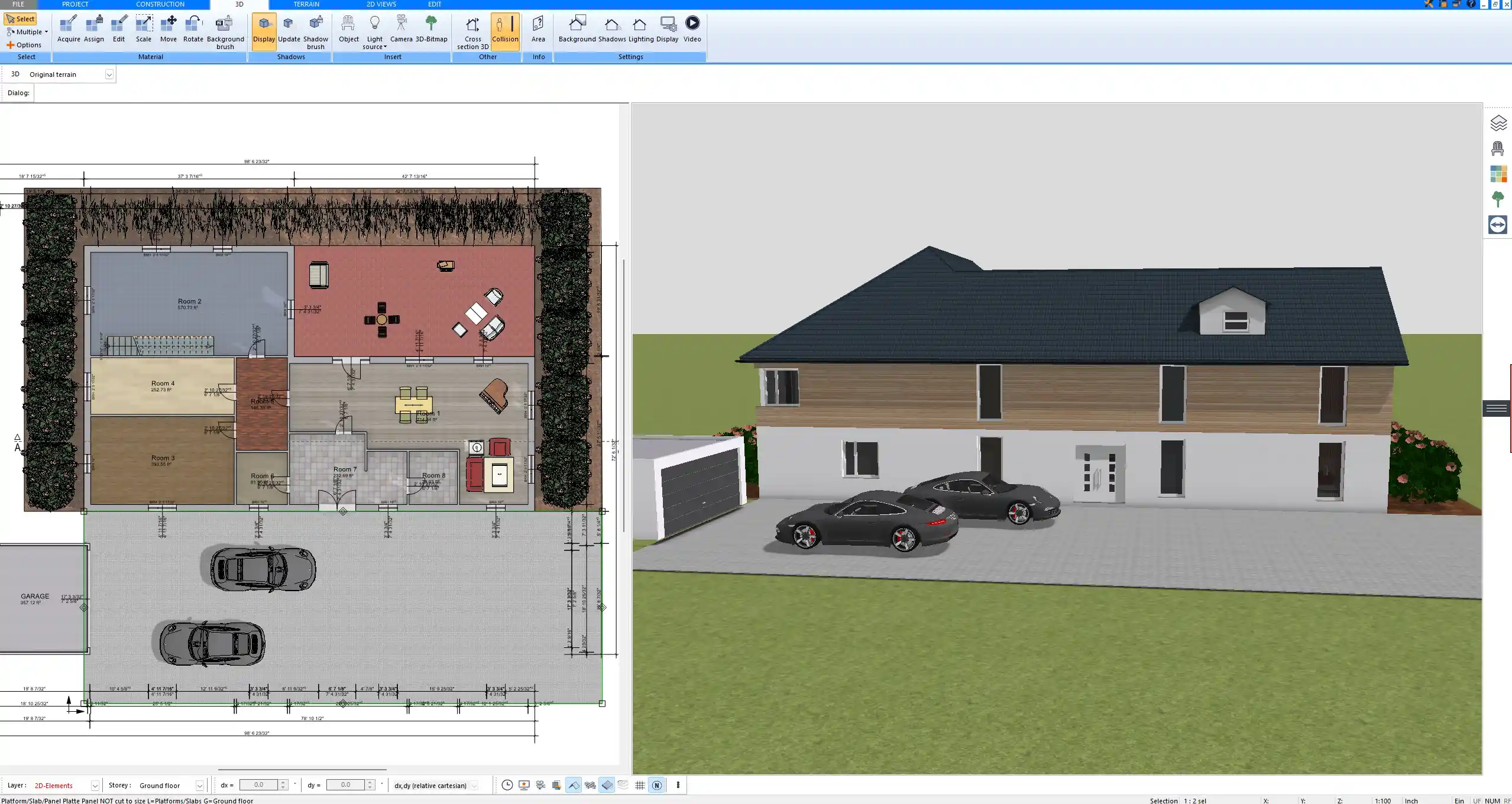 2D floor plan created with Plan7Architect Pro, showing the room layout, walls, doors, windows, and dimensions of a house.