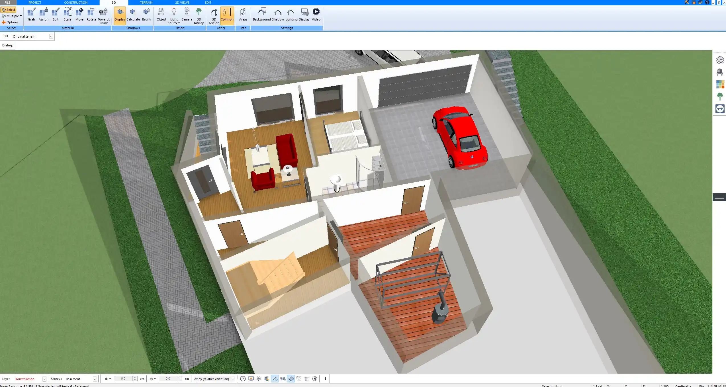 3D project view created with Plan7Architect Pro to visualize room proportions, furniture placement, doors, and windows before construction starts