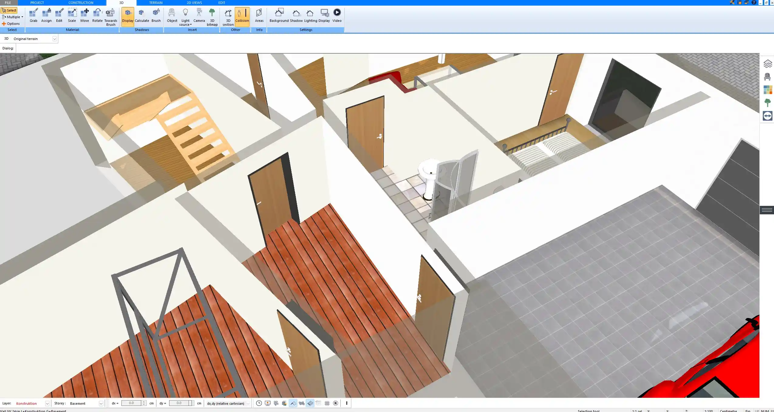 3D room model created in Plan7Architect Pro to review furniture and space planning