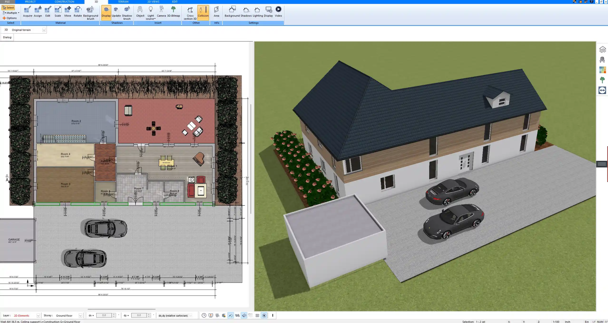 Complete house and site planning project created with Plan7Architect Pro for clearer communication with contractors, architects, and building professionals