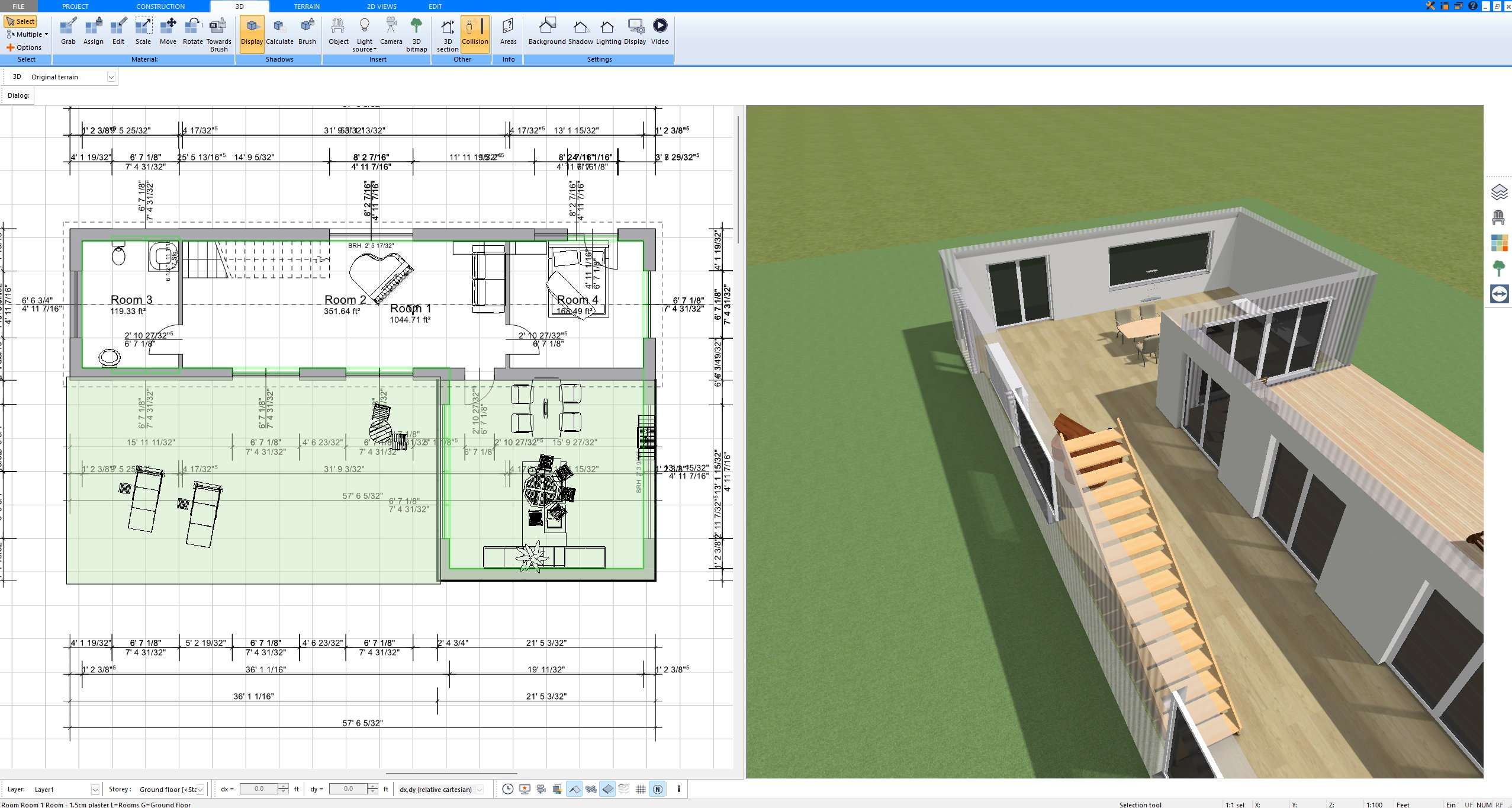 Floor plan view in Plan7Architect Pro showing a functional room arrangement