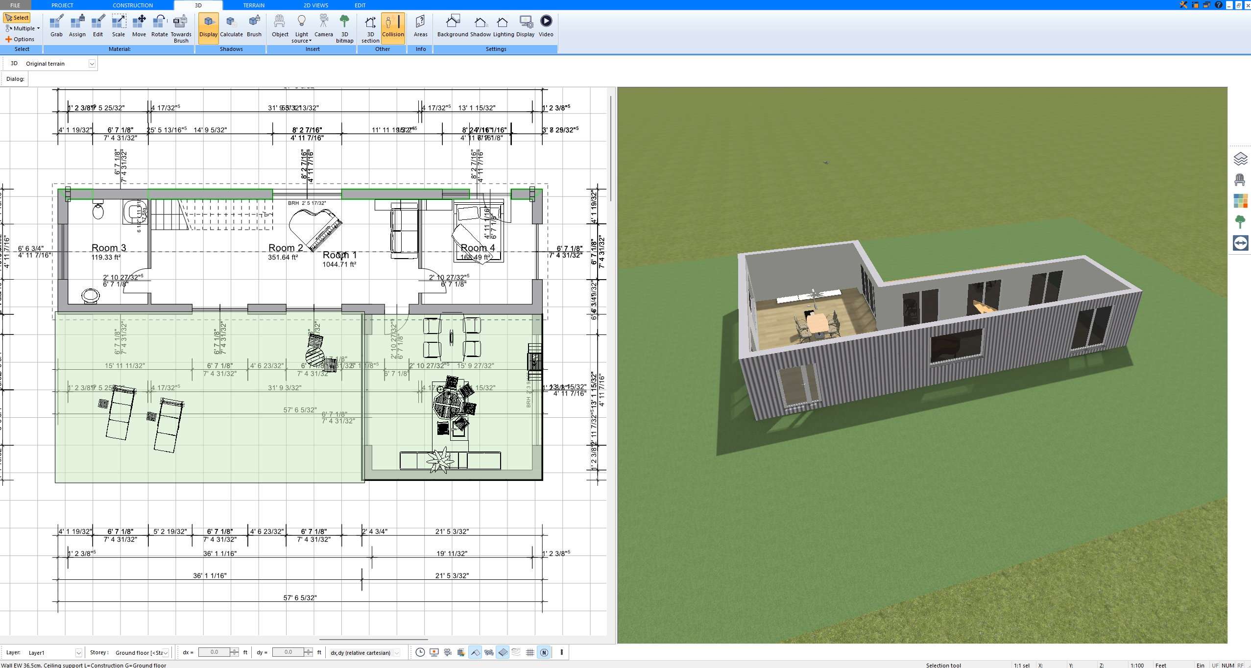 Old floor plan recreated as a 2D renovation project in Plan7Architect Pro to prepare it for updated planning