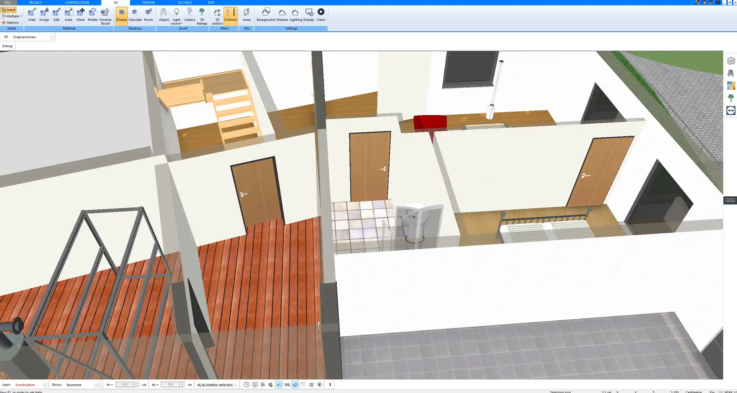 Room layout planned in Plan7Architect Pro to check furniture placement before finalizing the floor plan