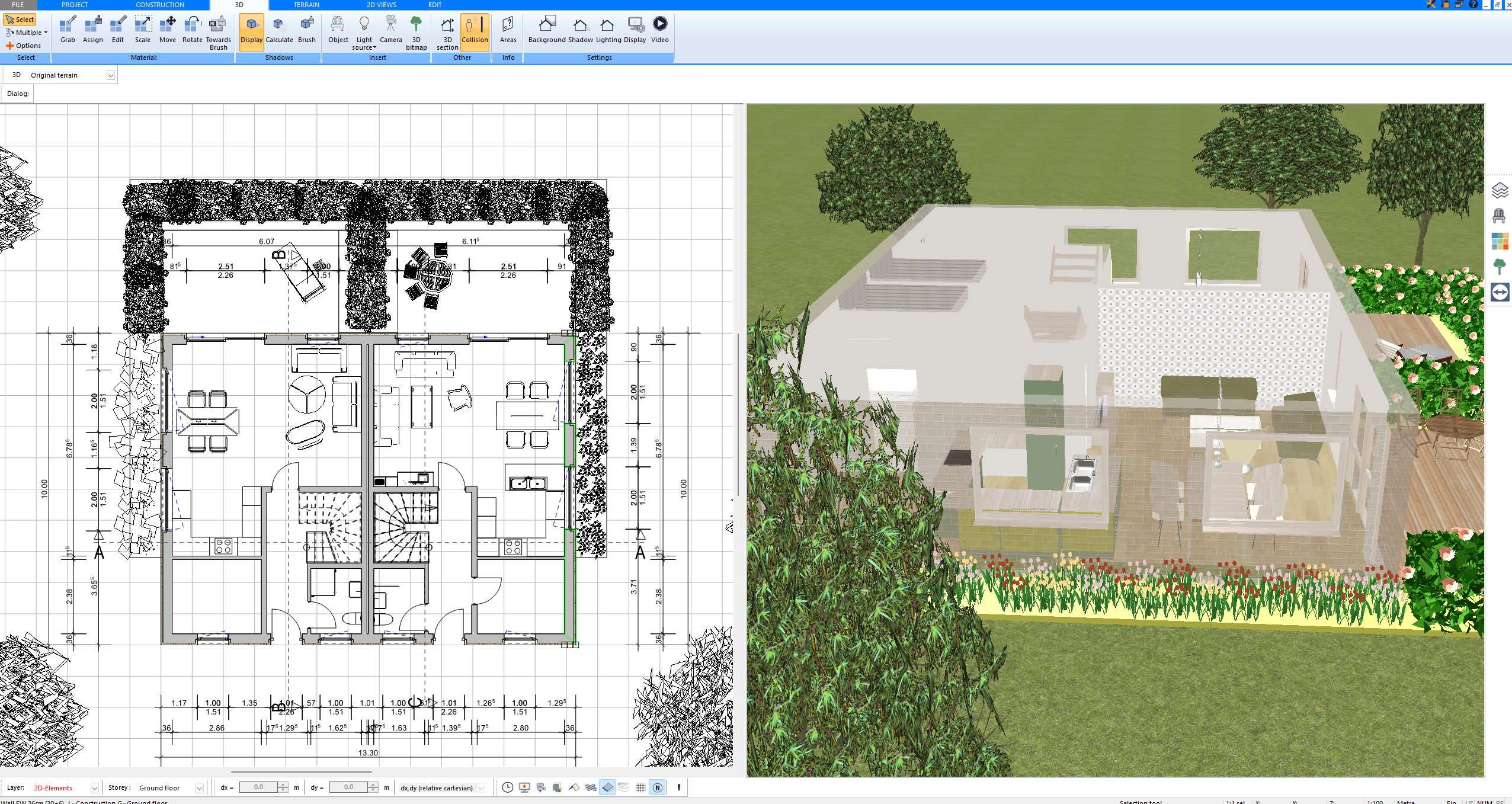 Updated 2D project view planned with Plan7Architect Pro, showing corrected room dimensions, walls, doors, and windows
