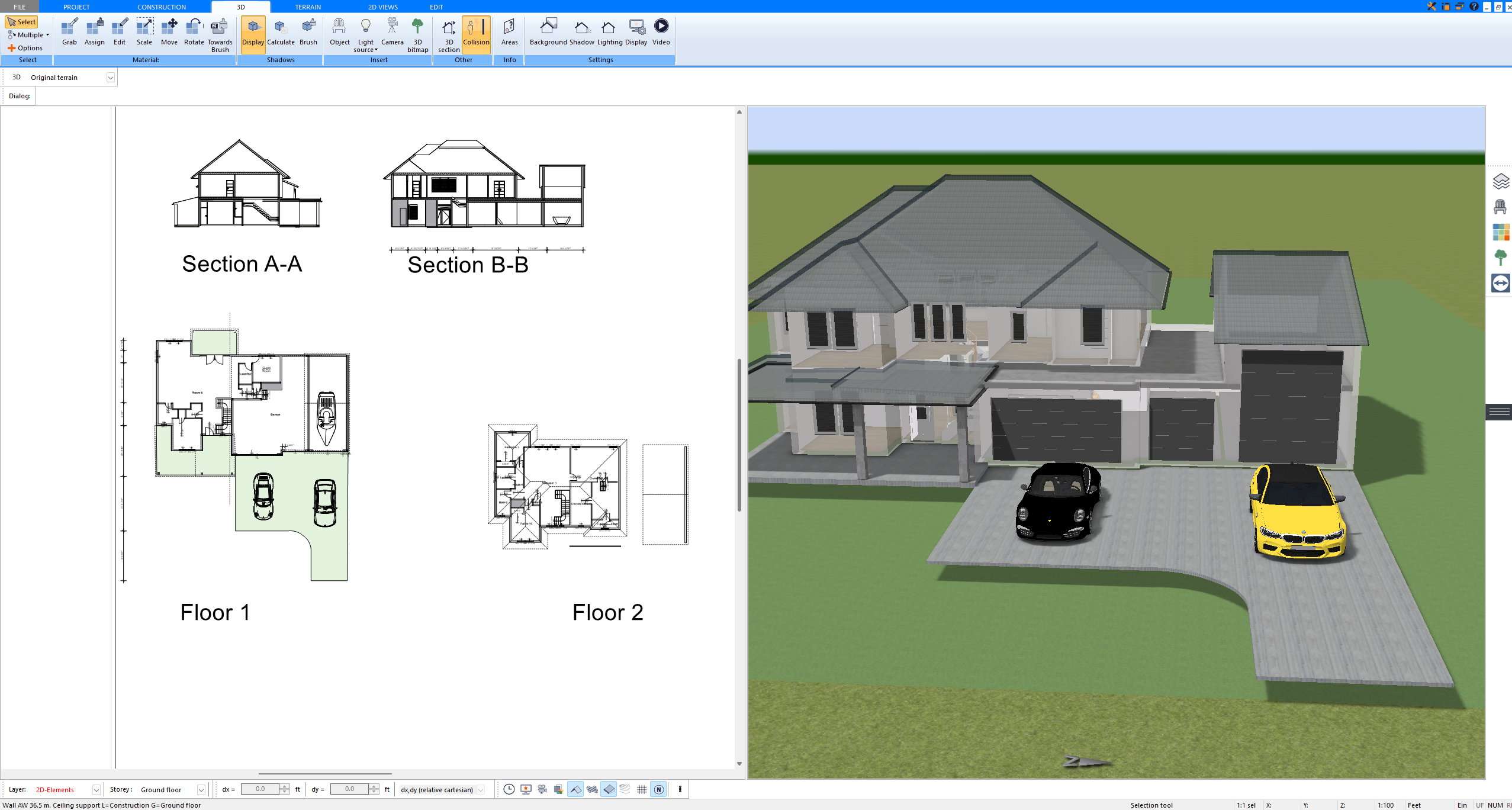 Walls, doors, and windows checked in a Plan7Architect Pro 2D project view before using the plan for renovation planning