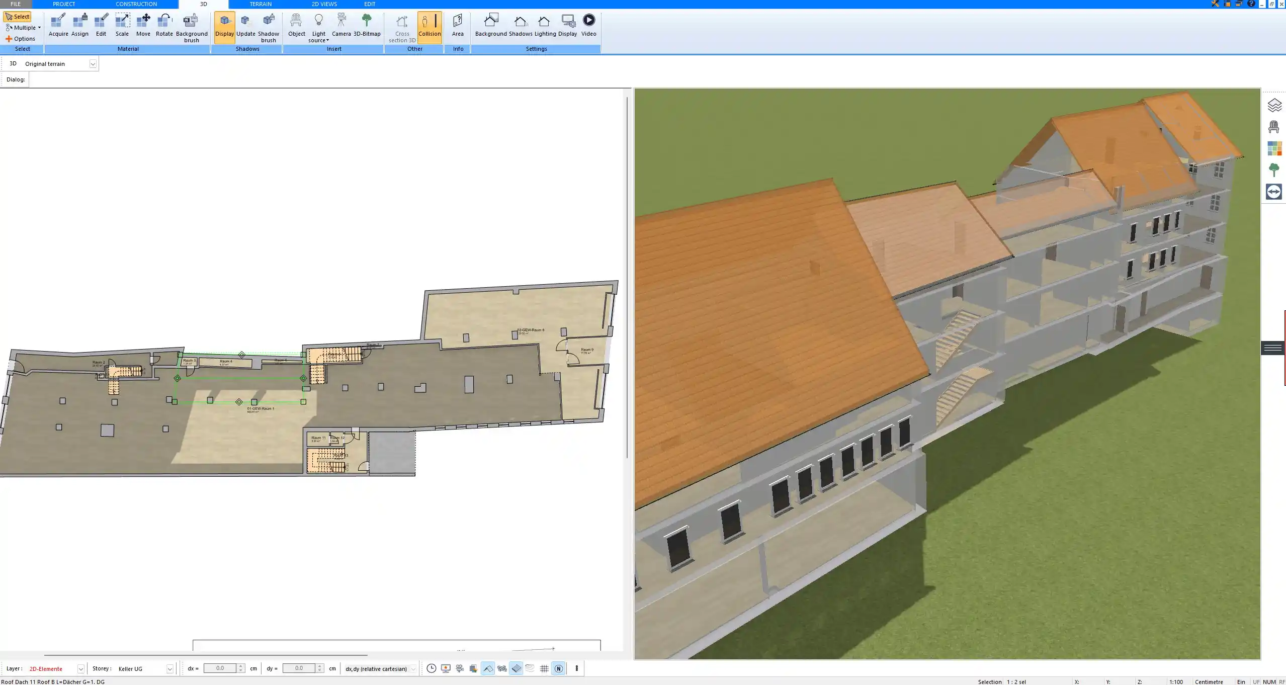 3D visualization created with Plan7Architect illustrating a master bedroom with comfortable circulation around the bed