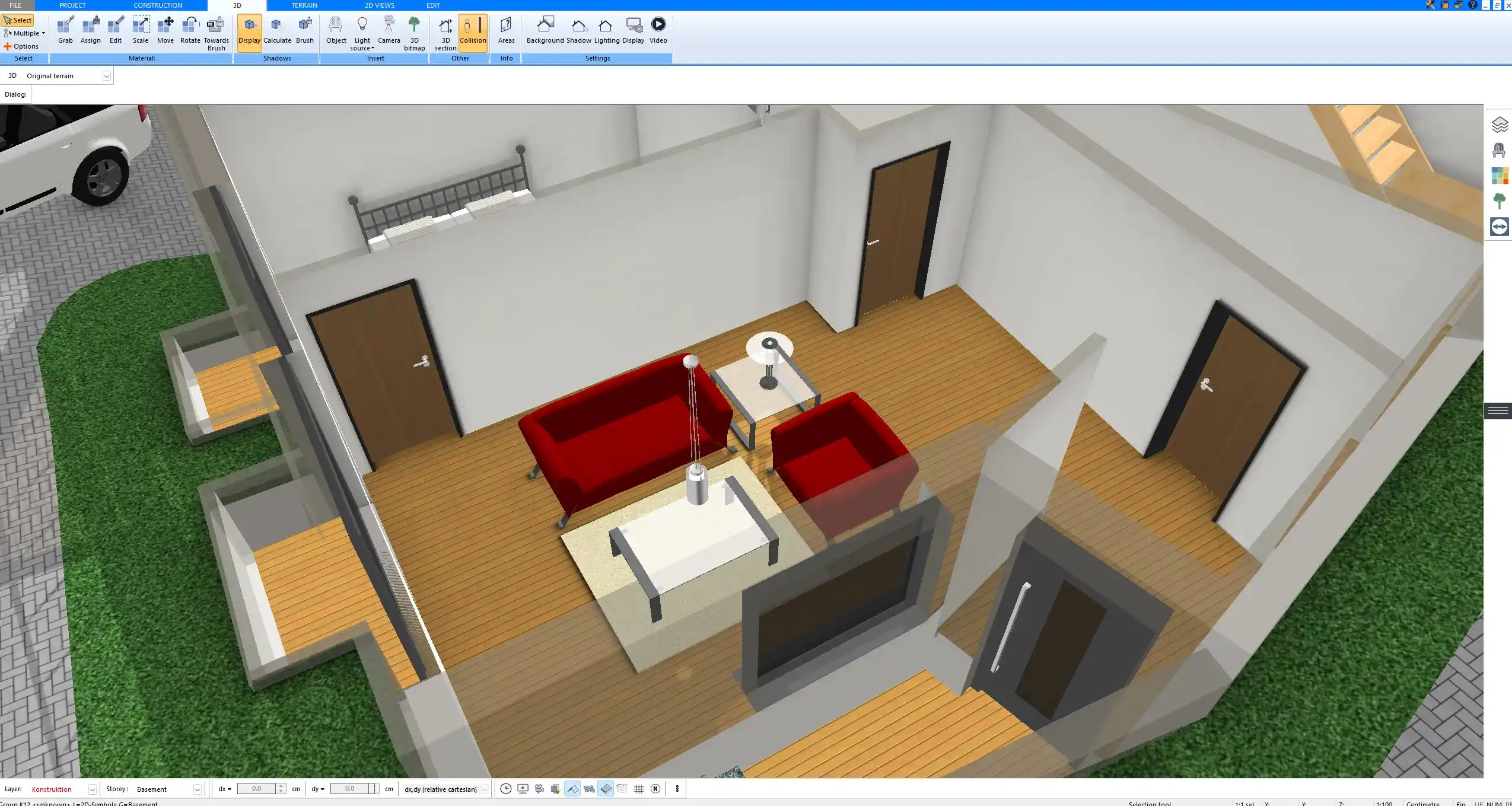 Floor plan created with Plan7Architect comparing bedroom furniture placement and available walking space