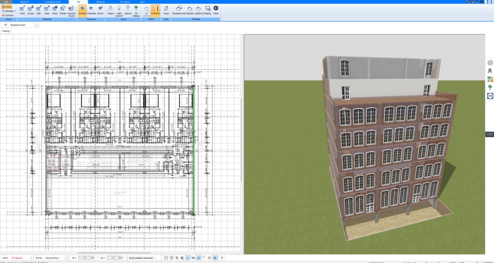 6-story brick apartment building designed in Plan7Architect, rear view