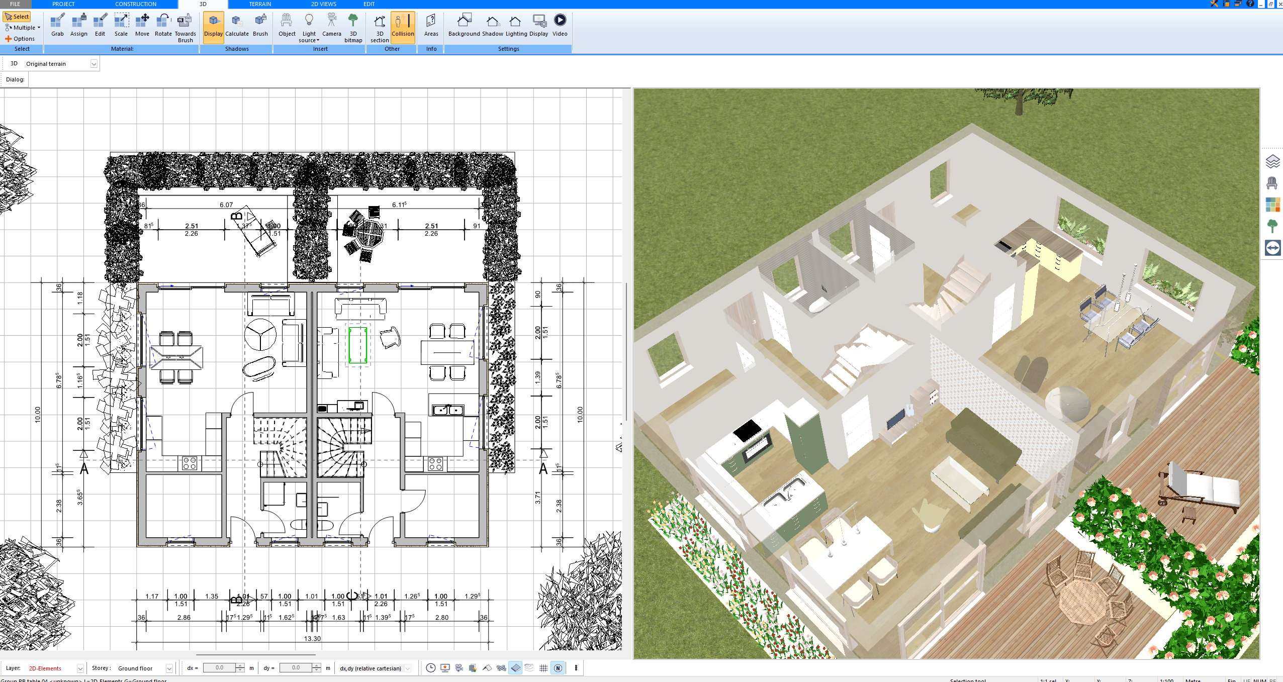 Floor plan and furnished 3D view created with Plan7Architect showing how rooms and work areas fit together