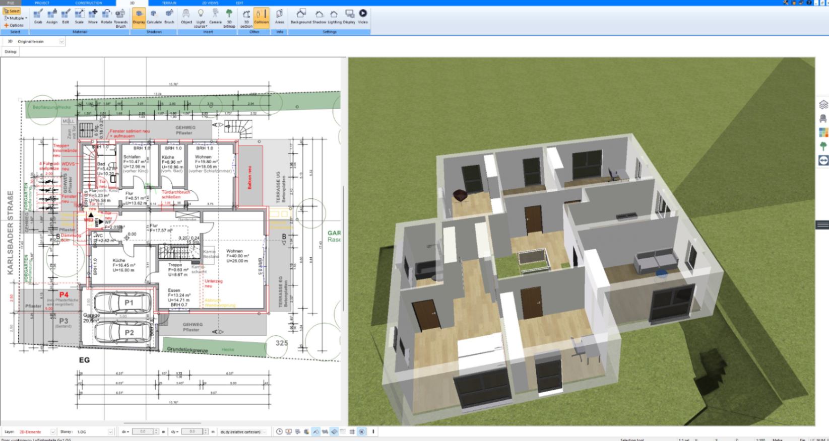 Furnished 3D floor plan of a family house created with Plan7Architect