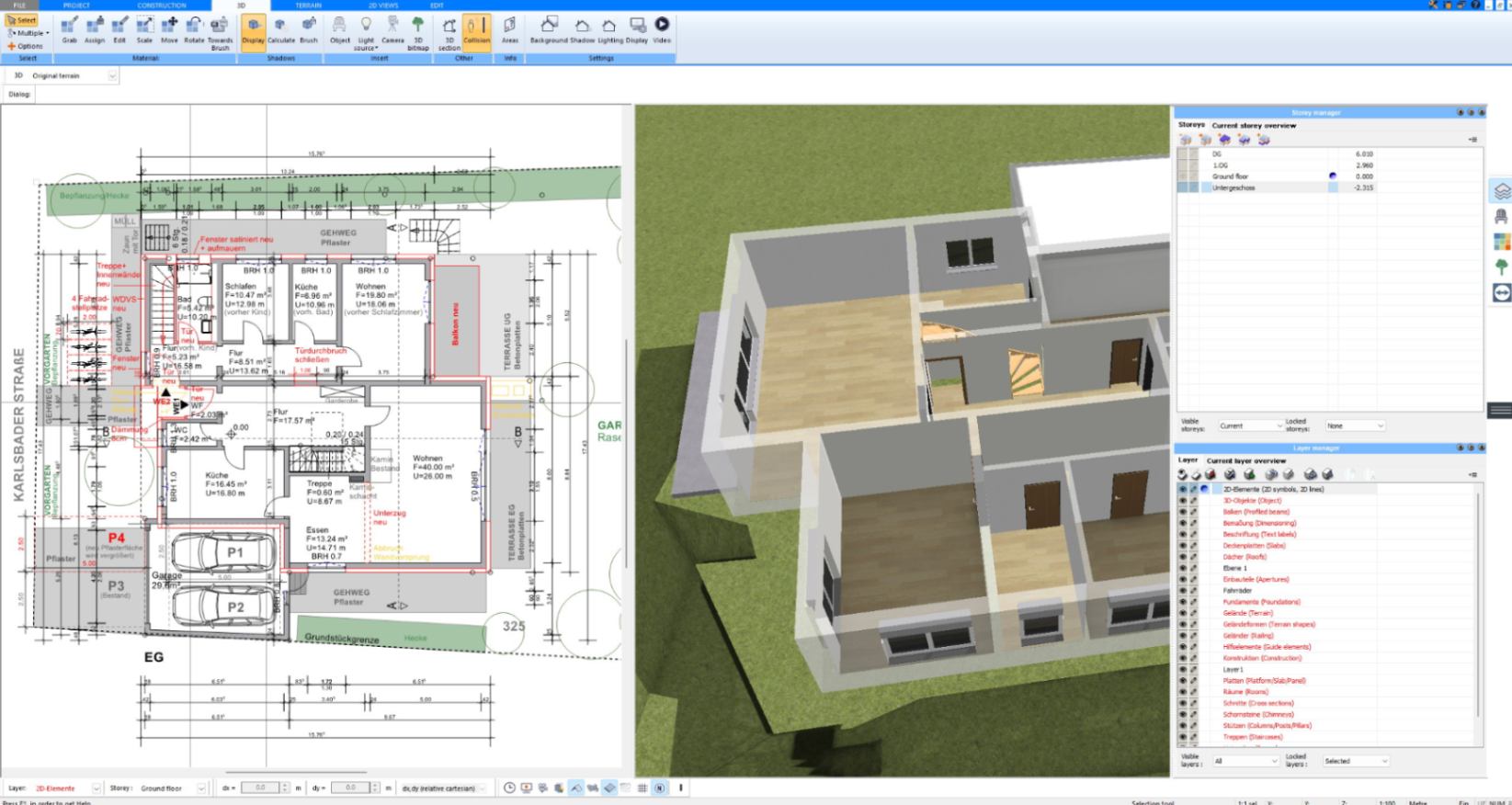 Furnished 3D floor plan of a house with room layout created in Plan7Architect