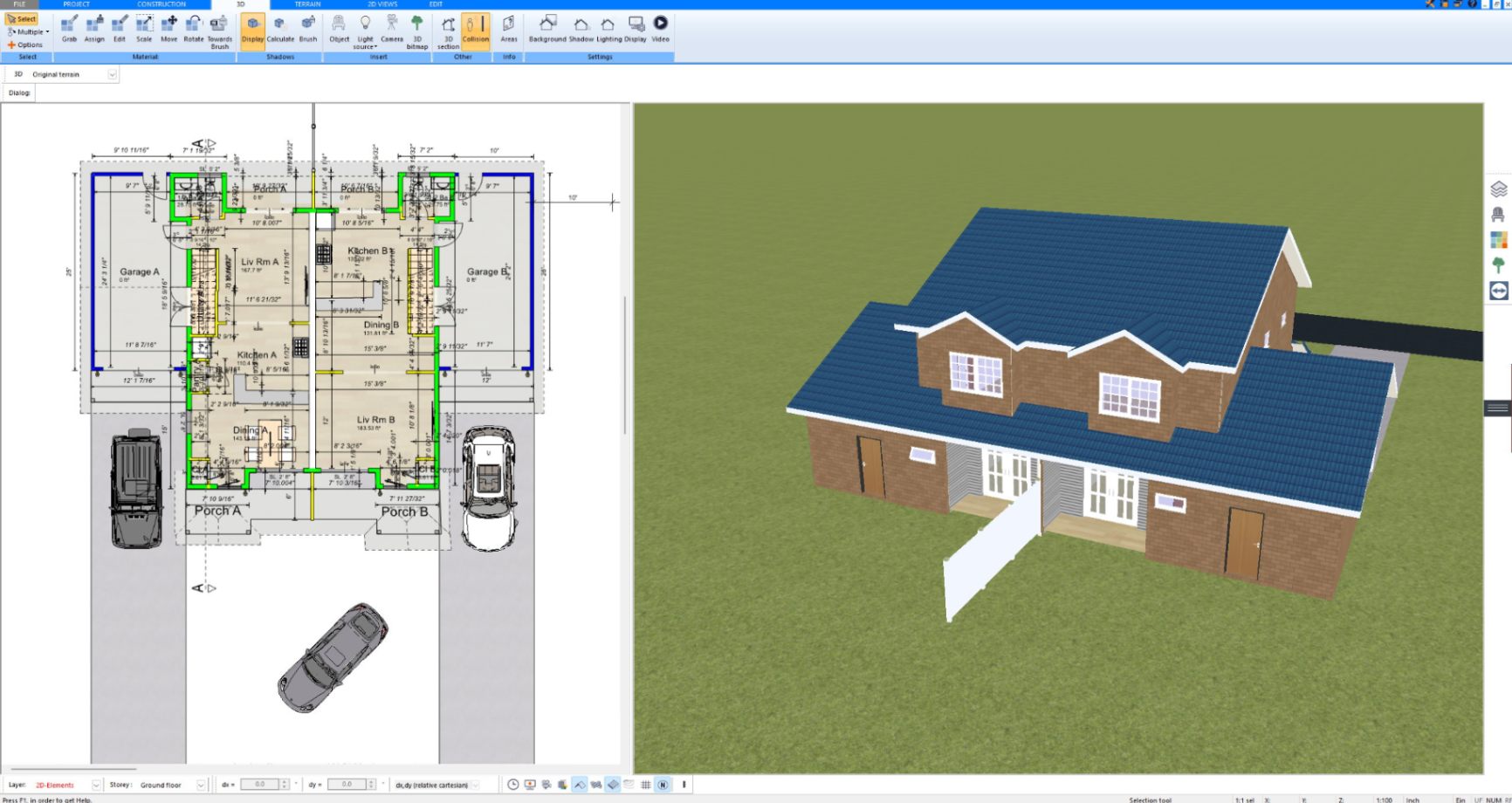 Two-story house with garages designed by a homeowner in Plan7Architect