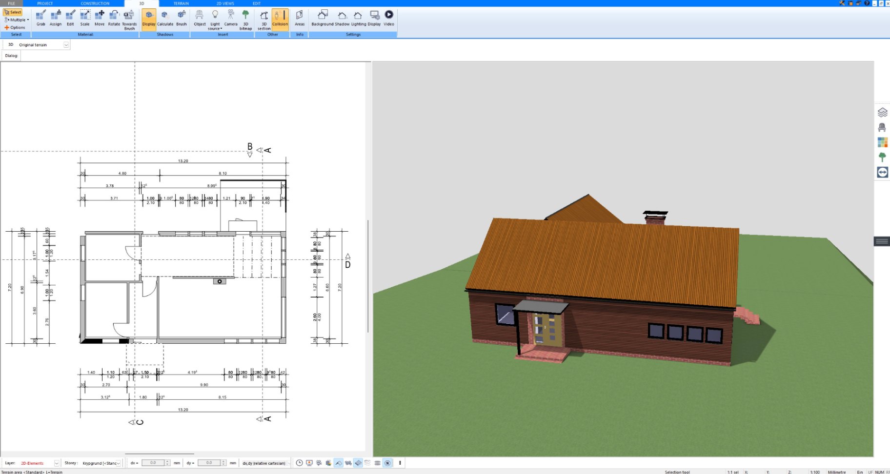 Wooden house on a green lot with porch designed in Plan7Architect
