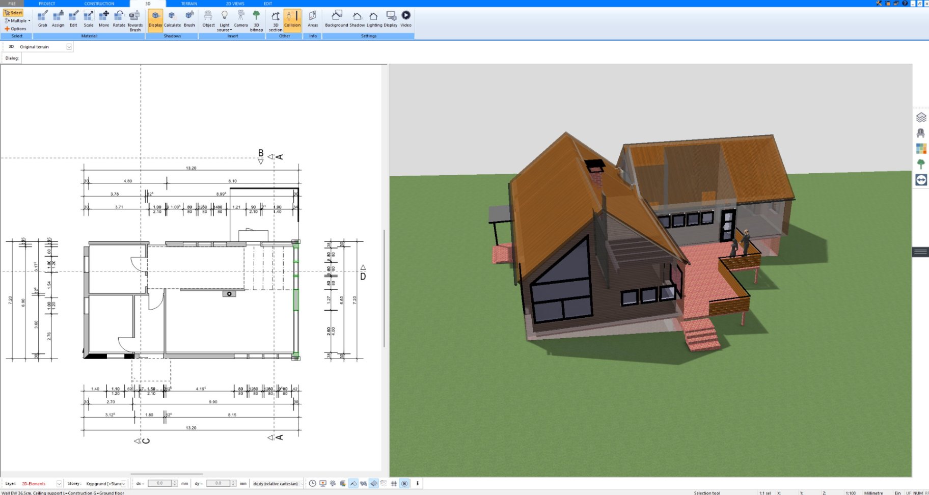 Wooden house with wraparound deck and steps designed in Plan7Architect