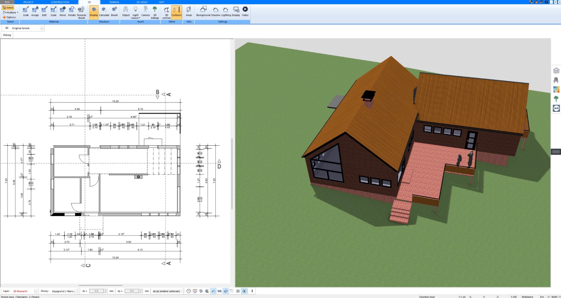 Wooden ranch house with large deck designed in Plan7Architect, view 16